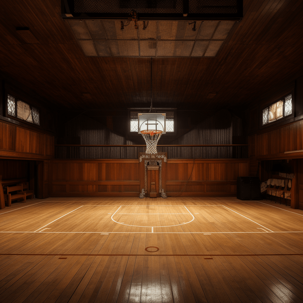 basketball court wooden