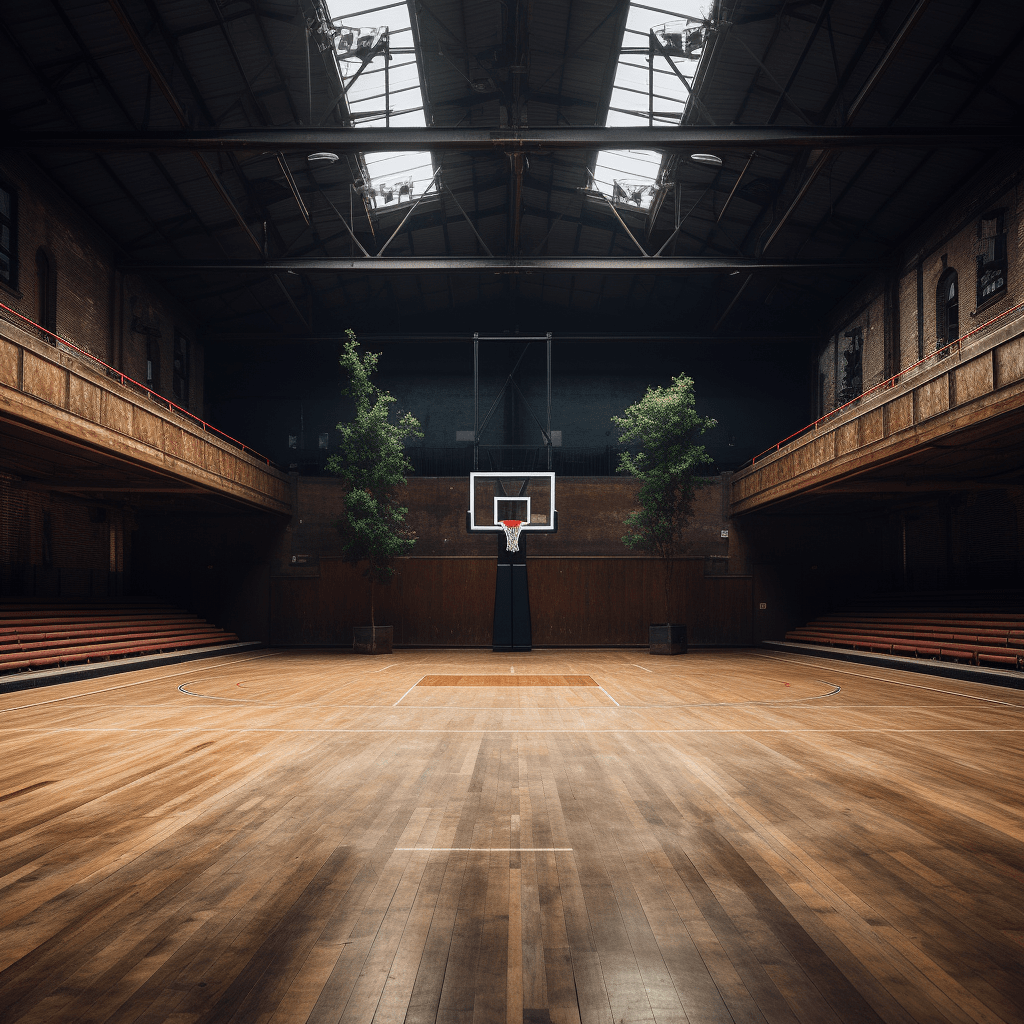 wooden basketball court